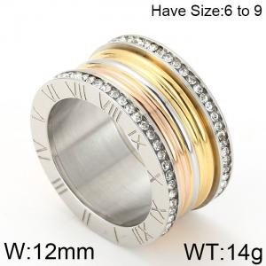 Stainless Steel Stone&Crystal Ring - KR48024-K