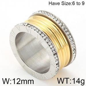 Stainless Steel Stone&Crystal Ring - KR48025-K