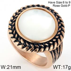 Stainless Steel Rose Gold-plating Ring - KR48029-K