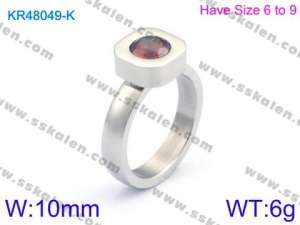 Stainless Steel Stone&Crystal Ring - KR48049-K
