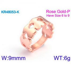 Stainless Steel Rose Gold-plating Ring - KR48053-K