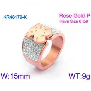 Stainless Steel Rose Gold-plating Ring - KR48179-K