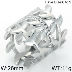 Stainless Steel Stone&Crystal Ring - KR48236-K