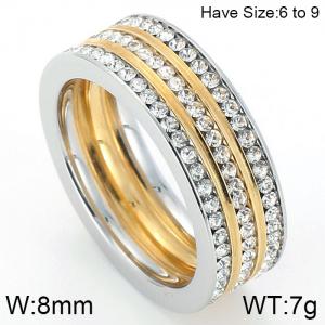 Stainless Steel Stone&Crystal Ring - KR48322-K