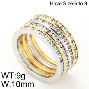 Stainless Steel Stone&Crystal Ring - KR48414-K