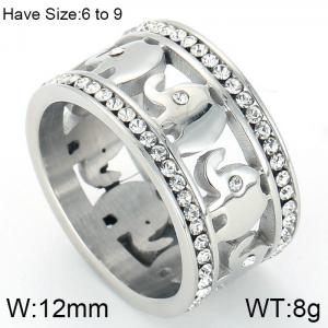 Stainless Steel Stone&Crystal Ring - KR48470-GC