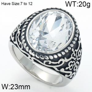 Stainless Steel Stone&Crystal Ring - KR48508-K