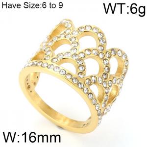 Stainless Steel Stone&Crystal Ring - KR48511-GC