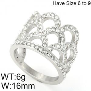 Stainless Steel Stone&Crystal Ring - KR48512-GC