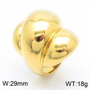 European and American French style Instagram style ring, stainless steel plated with 18k real gold titanium steel index finger ring - KR48534-LK