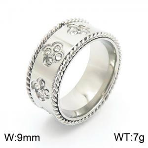 Stainless Steel Stone&Crystal Ring - KR48573-K