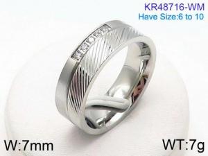 Stainless Steel Stone&Crystal Ring - KR48716-WM