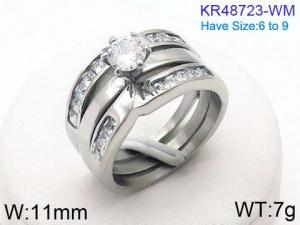 Stainless Steel Stone&Crystal Ring - KR48723-WM