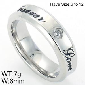 Stainless Steel Stone&Crystal Ring - KR48795-K