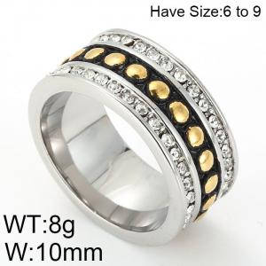 Stainless Steel Stone&Crystal Ring - KR49278-K