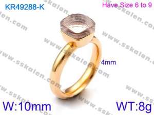 Stainless Steel Stone&Crystal Ring - KR49288-K