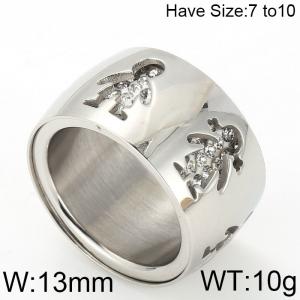 Stainless Steel Stone&Crystal Ring - KR49519-K