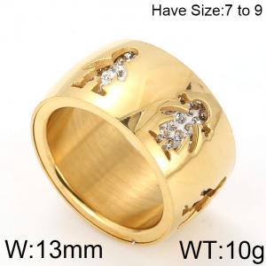 Stainless Steel Stone&Crystal Ring - KR49520-K