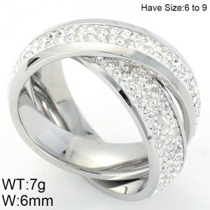 Stainless Steel Stone&Crystal Ring - KR49526-K