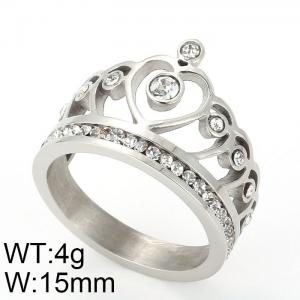 Stainless Steel Stone&Crystal Ring - KR49562-GC