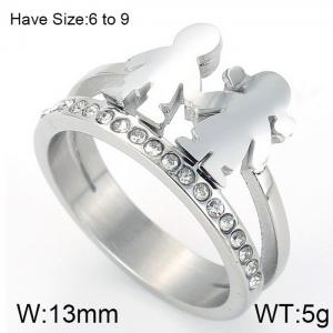 Stainless Steel Stone&Crystal Ring - KR50081-K