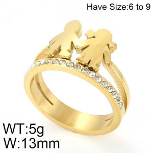 Stainless Steel Stone&Crystal Ring - KR50082-K