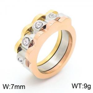 Stainless Steel Stone&Crystal Ring - KR50112-K