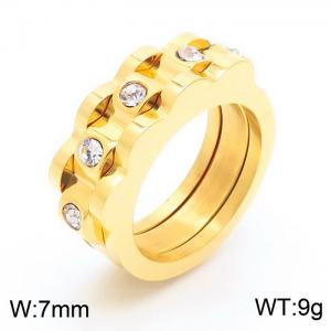 Stainless Steel Stone&Crystal Ring - KR50113-K