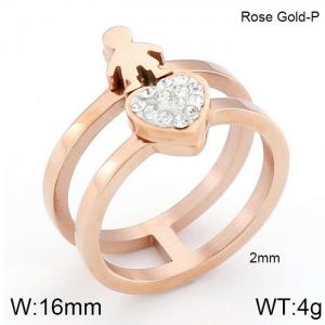 Stainless Steel Stone&Crystal Ring - KR50156-GC