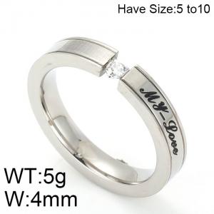 Stainless Steel Stone&Crystal Ring - KR50307-K