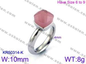 Stainless Steel Stone&Crystal Ring - KR50314-K