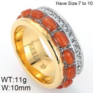 Stainless Steel Stone&Crystal Ring - KR50375-K