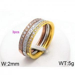 Stainless Steel Stone&Crystal Ring - KR50391-GC