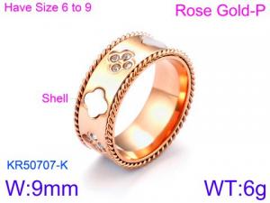 Stainless Steel Stone&Crystal Ring - KR50707-K