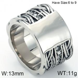 Stainless Steel Stone&Crystal Ring - KR50708-K