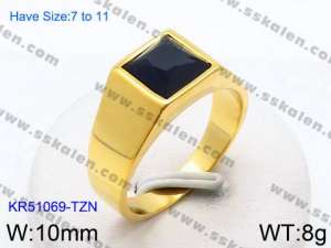 Stainless Steel Stone&Crystal Ring - KR51069-TZN