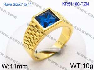 Stainless Steel Stone&Crystal Ring - KR51160-TZN