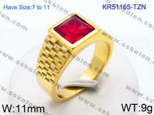 Stainless Steel Stone&Crystal Ring - KR51165-TZN