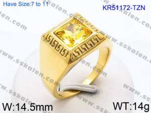 Stainless Steel Stone&Crystal Ring - KR51172-TZN
