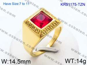 Stainless Steel Stone&Crystal Ring - KR51175-TZN