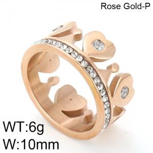 Stainless Steel Stone&Crystal Ring - KR51362-GC