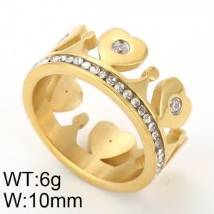 Stainless Steel Stone&Crystal Ring - KR51363-GC