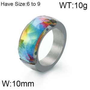 Stainless Steel Stone&Crystal Ring - KR51547-K