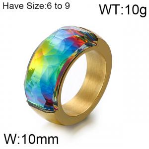 Stainless Steel Stone&Crystal Ring - KR51548-K