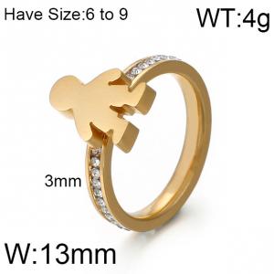 Stainless Steel Stone&Crystal Ring - KR51564-K