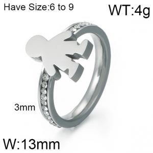 Stainless Steel Stone&Crystal Ring - KR51565-K