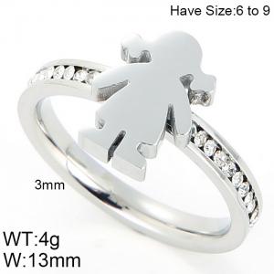 Stainless Steel Stone&Crystal Ring - KR51567-K