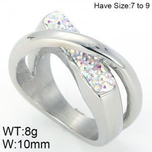 Stainless Steel Stone&Crystal Ring - KR51570-K