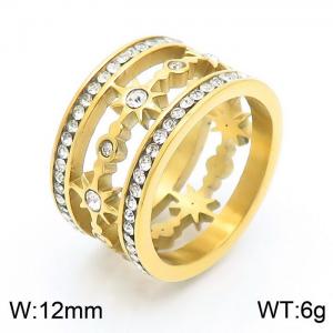 Stainless Steel Stone&Crystal Ring - KR51573-K