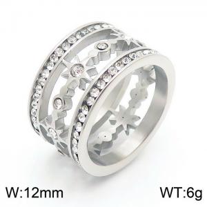 Stainless Steel Stone&Crystal Ring - KR51574-K